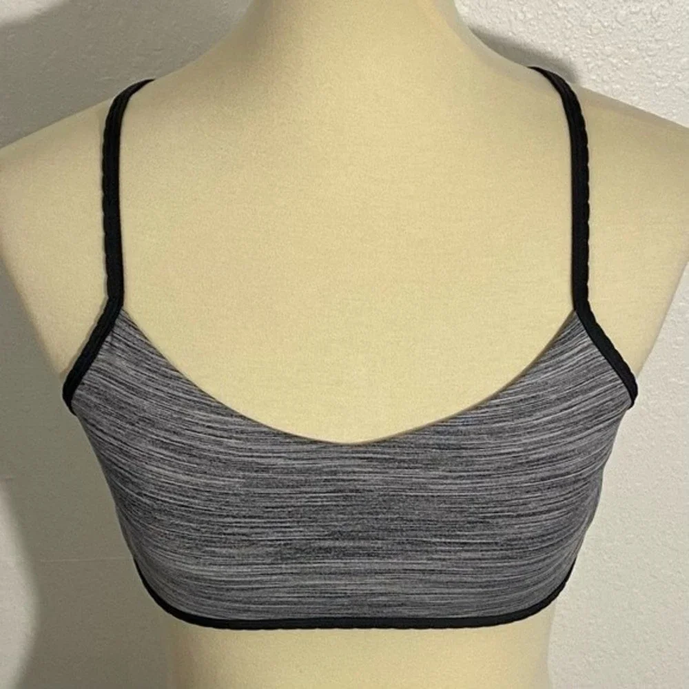 Lululemon Shala Sports Bra Women’s Size 6 Space Dye Grey Black Adjustable Straps